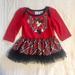 Disney Shirts & Tops | Disney Minnie Mouse Top W/Tartan Plaid Tulle Skirt | Color: Black/Red | Size: 12mb