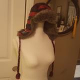 American Eagle Outfitters Accessories | American Eagle Outfitters Wool & Fur Hat! | Color: Black/Red | Size: S/M