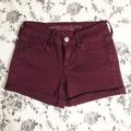 American Eagle Outfitters Shorts | American Eagle | Maroon Wine Cuff Jean Shorts | Color: Purple/Red | Size: 0