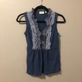 Anthropologie Tops | Anthropologie Deletta Ruffle Lyra Sleeveless Top | Color: Blue | Size: Xs