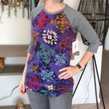 Lularoe Tops | Lularoe Purple Tribal Randy Baseball Tee Nwt S | Color: Gray/Purple | Size: S