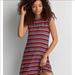 American Eagle Outfitters Dresses | Aeo Striped Lettuce Edge T-Shirt Dress | Color: Blue/Red | Size: M