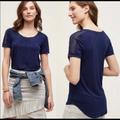 Anthropologie Tops | Anthropologie Top With Lattice Sleeves | Color: Blue | Size: S