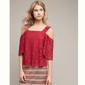 Anthropologie Tops | Anthropologie Red Bowed Lace Top Size Large | Color: Red | Size: L