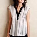 Anthropologie Tops | Anthropologie Postmark Egress Split Neck Top S | Color: Black/White | Size: S