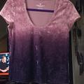 American Eagle Outfitters Tops | Aeo Velvet Ombre Baby Tee | Color: Pink/Purple | Size: S