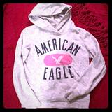 American Eagle Outfitters Tops | American Eagle Hoodie Size M | Color: Gray/White | Size: M