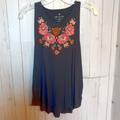 American Eagle Outfitters Tops | American Eagle Soft Embroidered Tank-Navy-M | Color: Blue/Pink | Size: M