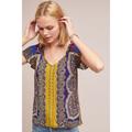 Anthropologie Tops | Anthropologie Teresita Scarf Printed Blouse 00p | Color: Blue/Yellow | Size: 00p