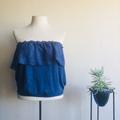 Anthropologie Tops | Blue Lace Strapless Top | Color: Blue | Size: L
