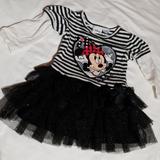 Disney Dresses | Minnie Mouse Dress With Sparkly Tulle Skiirt | Color: Black/Red/White | Size: 12mb