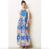 Anthropologie Dresses | Anthropologie Boteh Maxi Dress (Size 4) | Color: Blue/Tan | Size: 4