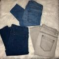 Free People Jeans | 3 Free People Stretch Skinny Jeans;Sizes-27/28 | Color: Blue/Gray | Size: 2 Blues Size-28”/ 1 Gray Size-27”