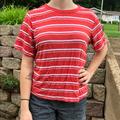 American Eagle Outfitters Tops | Crew Neck Striped Shirt | Color: Orange/Red/White | Size: M