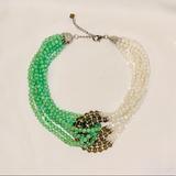Anthropologie Jewelry | Anthropologie Beaded Statement Necklace :: Os | Color: Green/White | Size: Os