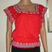 American Eagle Outfitters Tops | Adorable Peasant Style Top Xs/Tp Embroidered Red | Color: Blue/Red | Size: Xs