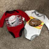 Nike One Pieces | 2 Long Sleeve Nike Onesies | Color: Red/White | Size: 0-3mb