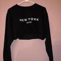 Brandy Melville Tops | Brandy Melville Cropped Distressed Crewneck | Color: Black/White | Size: One Size