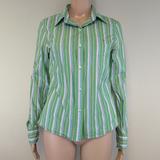 American Eagle Outfitters Tops | Aeo American Eagle Outfitters Striped Button-Down | Color: Blue/Green | Size: 4