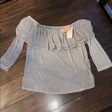 American Eagle Outfitters Tops | American Eagle Soft & Sexy Off The Shoulder Shirt | Color: Gray | Size: S