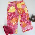 Lilly Pulitzer Bottoms | Lilly Pulitzer Girl’s Cropped Cargo Pants In Large Floral Print | Color: Pink/Yellow | Size: 10 (Girl)