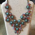 J. Crew Jewelry | Authentic J. Crew Bib Statement Necklace | Color: Blue/Orange | Size: Os