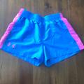 Under Armour Shorts | Blue Under Armor Athletic Shorts With Pink Sides | Color: Blue/Pink | Size: Youth Large