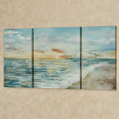 Coastal Dawn Canvas Triptych Wall Art Multi Cool Set of Three, Set of Three, Multi Cool