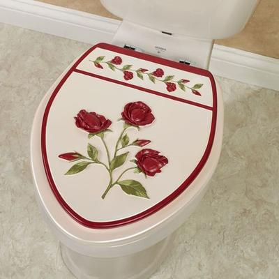 Vining Rose Elongated Toilet Seat Red , Red