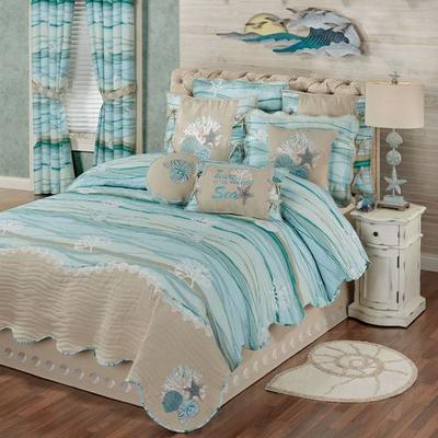 Seaview II Quilt Set Light Blue, Queen, Light Blue