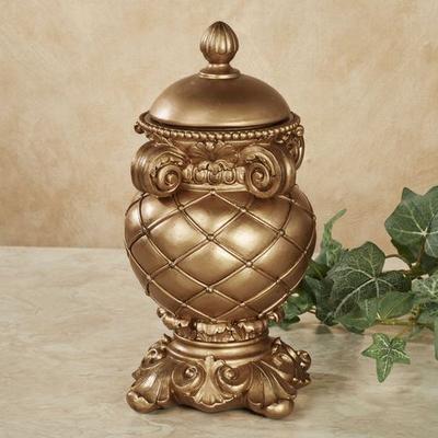 Corinthia Covered Jar Aged Gold , Aged Gold