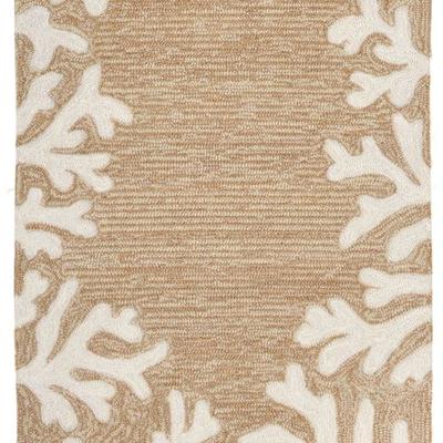 Coral Border Round Rug, 8' Round, Beige