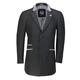 Mens Retro 3/4 Long Black Grey Overcoat Jacket Wool Blend Smart Formal Tailored Fit Top Coat[BLAKE,36,Black]