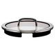 WMF 764166380 Function 4 Glass Lid 16 cm with 4 Pouring Functions Glass/Silicone Cromargan Polished Stainless Steel Dishwasher-Safe, Black 18/10 Rustproof