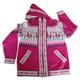 Alpacaandmore Unisex Child Hooded Inca Cardigan Alpaca Design Alpaca Wool (2 Years) Pink