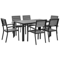 Gartenmöbel Set Grau und Schwarz Aluminium Kunstholz 7-Teilig 6-Sitzer Tisch 150 x 90 cm und 6 Stühle Modern für Terrasse Outdoor Ausstattung