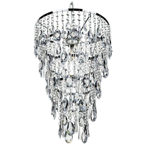 Kronleuchter Silber Eisen mit Kristallen aus Acrylglas Wasserfalloptik Glamour Stil