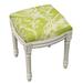 Bay Isle Home™ Ayaan Botanical Linen Vanity Stool Linen/Wood/Upholstered in Brown/Gray/Green | 19 H x 16 W x 15 D in | Wayfair