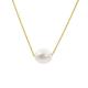 Secret & You Women's Pearl Pendant Necklace Freshwater Cultured Pearl Baroque shape 10-11 mm - 925 Sterling Silver Chain and Pendant 18k Gold Plated 38 to 45 cm long.