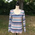 Anthropologie Tops | Anthropologie 9-1h5 Stripe Long Sleeve Top Sz M | Color: Gray/Red | Size: M