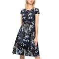 APART Fashion Damen Jacquard Dress Partykleid, Nachtblau-multicolor, 40 EU