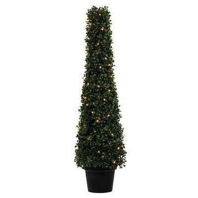 Vickerman 603178 - 3' Potted Boxwood Cone 70 WmWht LED UV (TP192037LED) Home Office Topiaries
