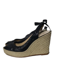 Coach Shoes | Coach Blk Leather Espadrille Wedge Sandals Sz 9.5 | Color: Black | Size: 9.5