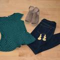 Anthropologie Tops | Anthropologie Green And Navy Peplum Top, Size Xs | Color: Blue/Green | Size: S