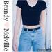 Brandy Melville Tops | Brandy Melville Deep V-Neck Navy Tee | Color: Blue | Size: One Size