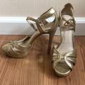 Coach Shoes | Gold Coach Heels With Platform. | Color: Gold | Size: 6