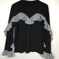 Anthropologie Tops | Anthropologie Drew Black Gingham Ruffle Top | Color: Black/White | Size: S