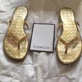 Coach Shoes | Coach Devlynn Metallic Gold Sandal | Color: Gold | Size: 7.5