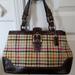 Coach Bags | Coach Brown Leather And Plaid Wool Satchel | Color: Brown | Size: 13"L X 6"W X 9"H With Strap 17 In.