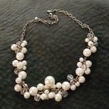 American Eagle Outfitters Jewelry | Beaded "Pearl" Necklace | Color: Silver/White | Size: Os
